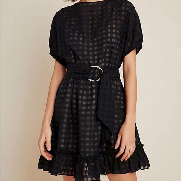 Shoshanna Dresses & Skirts - Shoshanna Jaida Belted Ruffle Mini Dress S